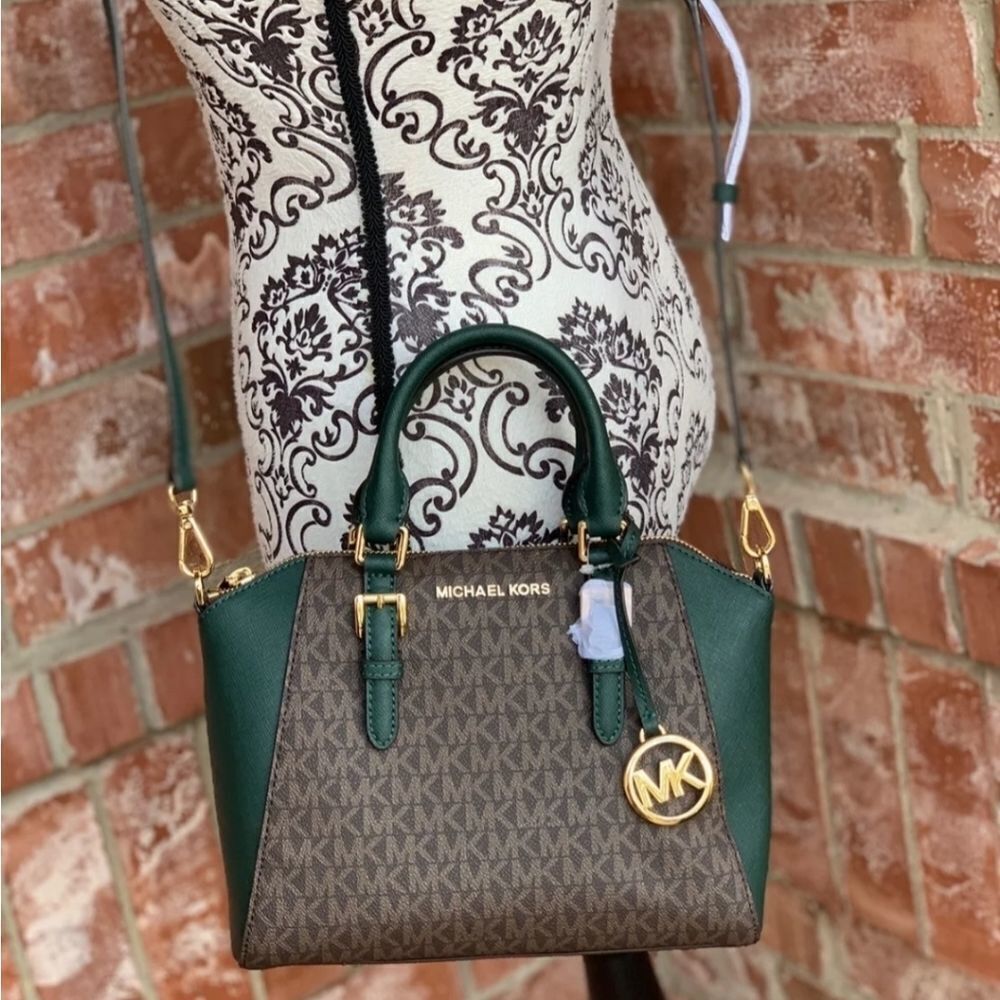 Michael Kors Women's Green Medium CIARA Messenger Top Zip Satchel Crossb… - Picture 5 of 16